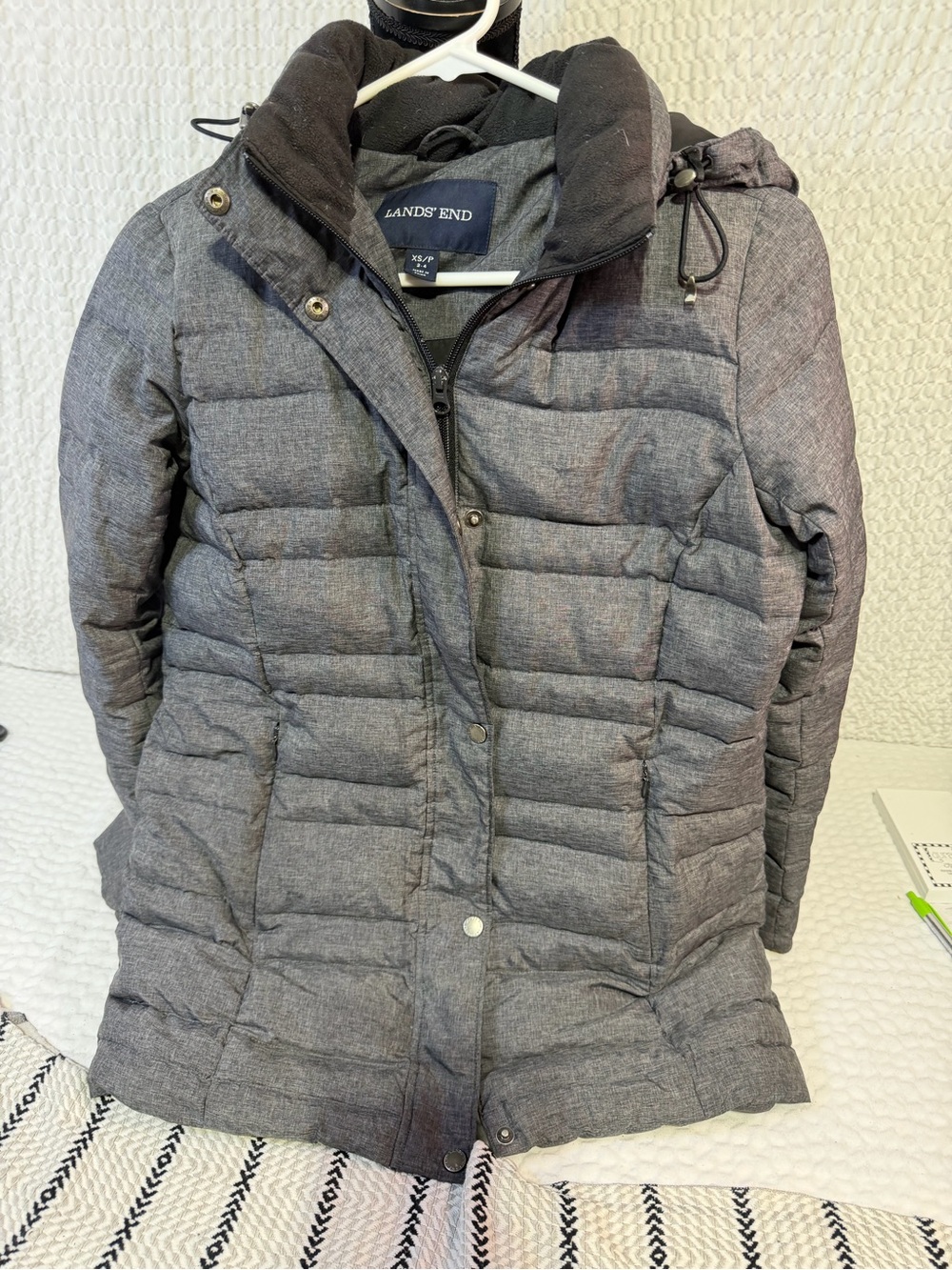 Lands' End Women's Heathered Gray Quilted Packable Puffer Jacket